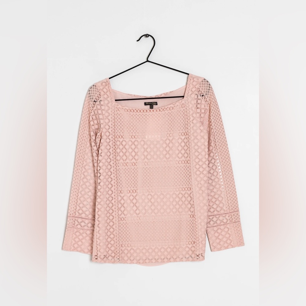Massimo Dutti pink lace blouse size 2 long sleeve